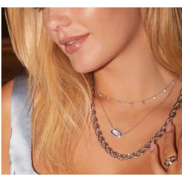 Kendra Scott Amelia Rhodium Brass Silver Tone Necklace 19" NEW w BOX - Picture 8 of 11